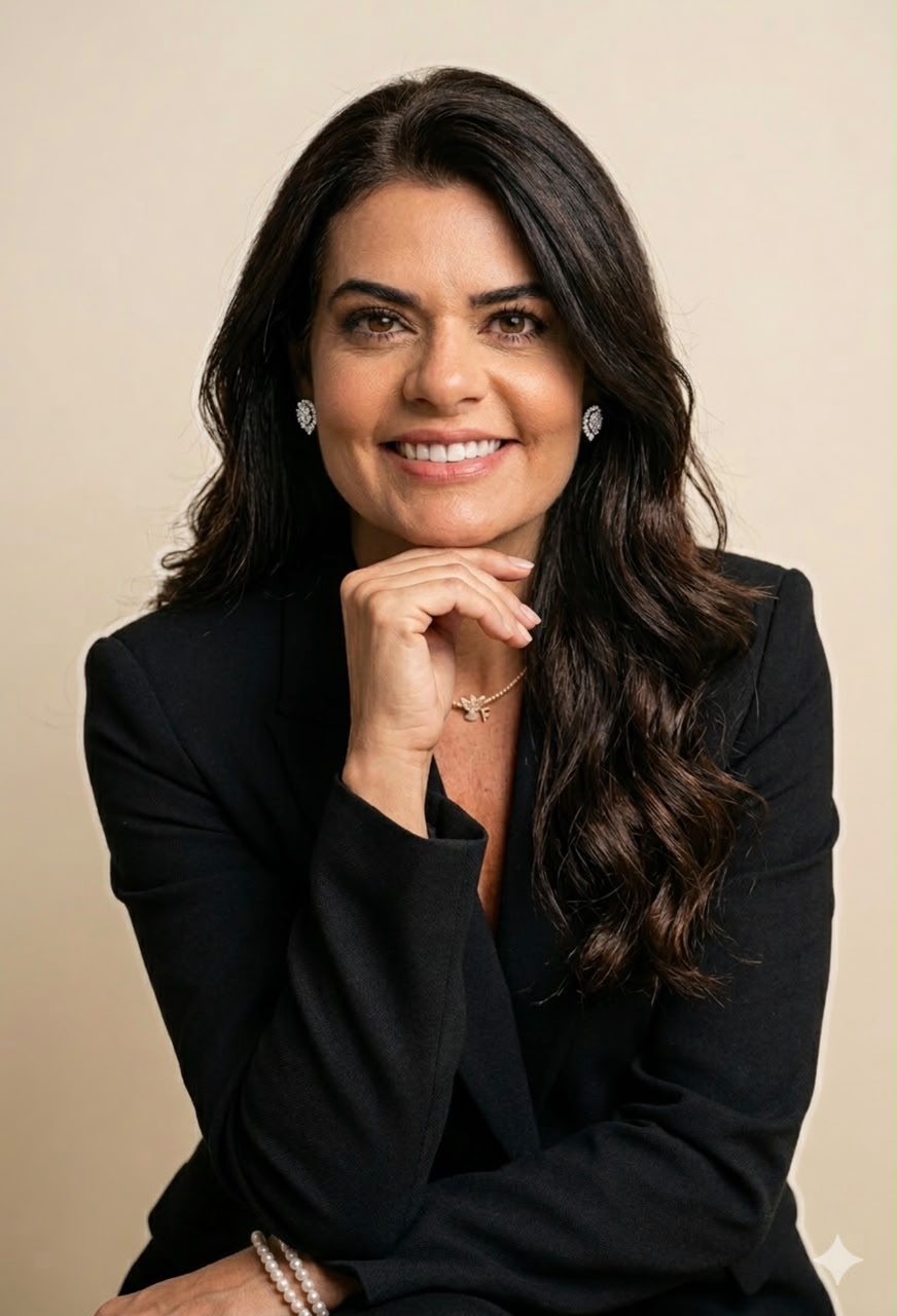 Dra. Patrícia sorrindo em retrato profissional